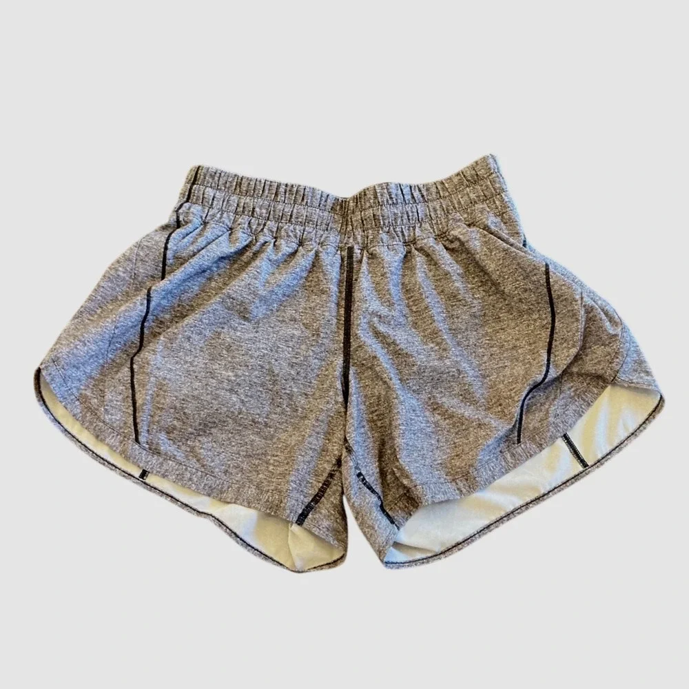 Lululemon Run Speed Shorts Womens 8 Heathered Gray Black Lined 2.5